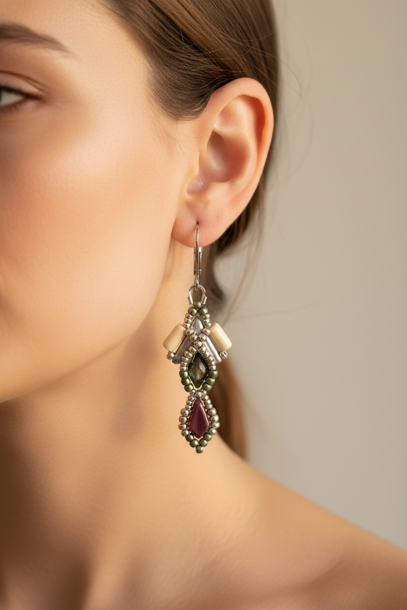 Earrings on a woman's ear