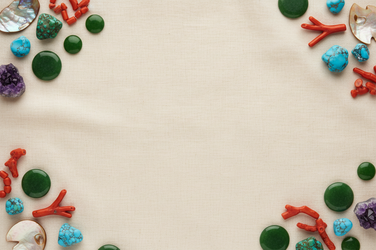 Gemstones on linen slideshow background